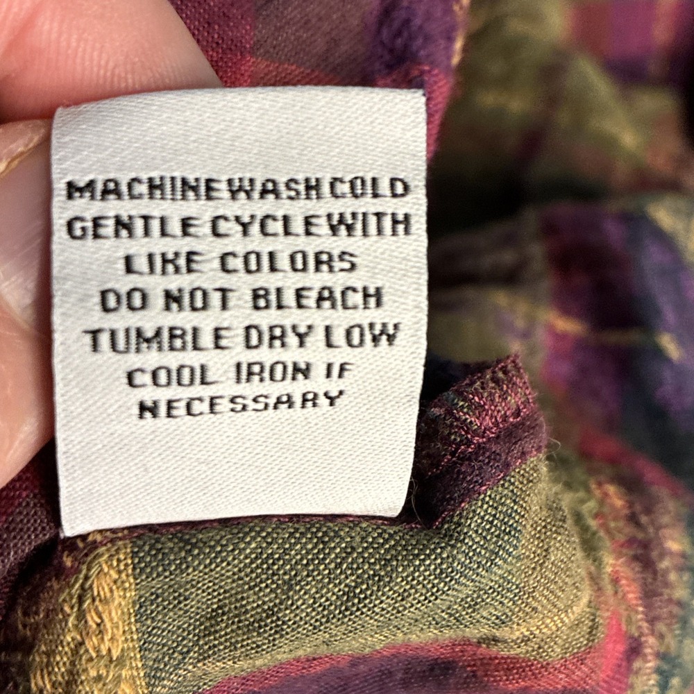 Habitat Women's Top XL Plaid Multi‎ Windowpane Shirt in Forest Cabincore Granola - Picture 9 of 11